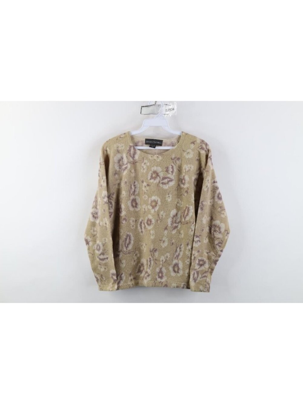 Vtg 90s Banana Republic Womens S Lambswool Blend Knit Flower Babydoll Sweater